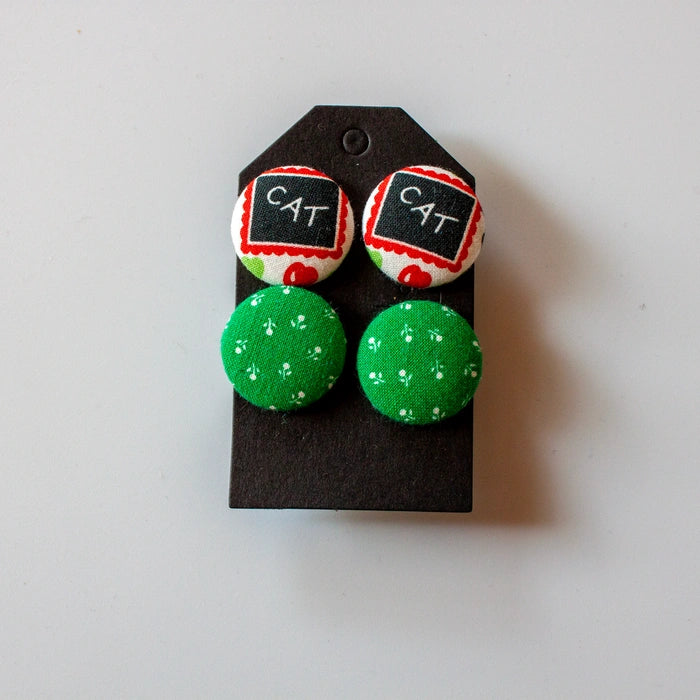 Bimsol covered button earrings