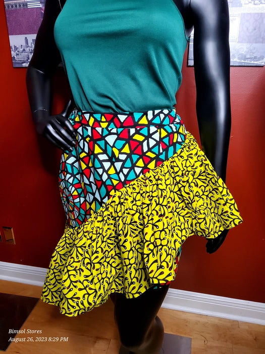 African Wax skirt with 360 frills