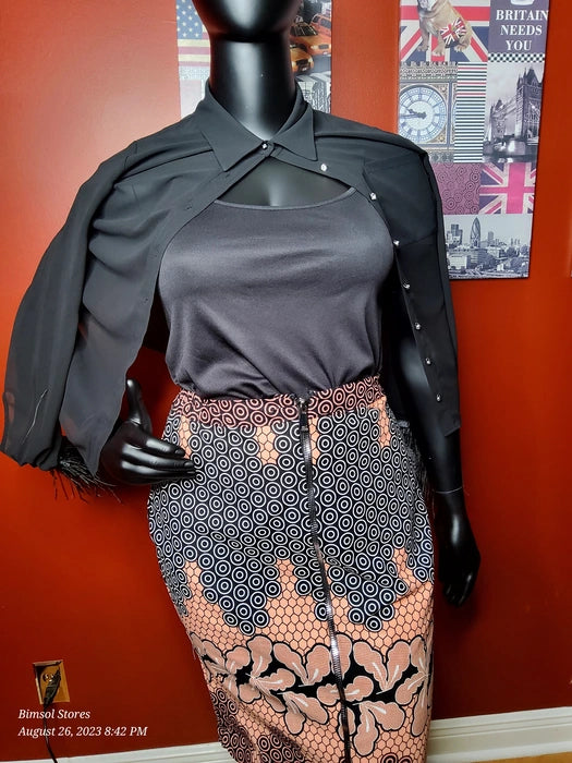 African Wax skirt with front zipper