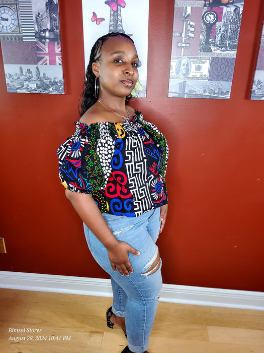 Omonike smock off shoulder Top