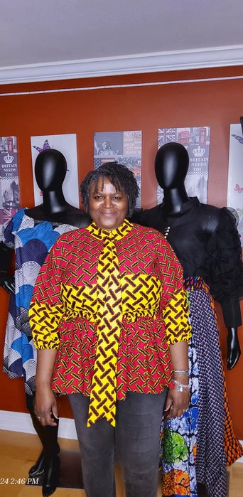 Iyabo African print puff sleeve with Tie - Plus size