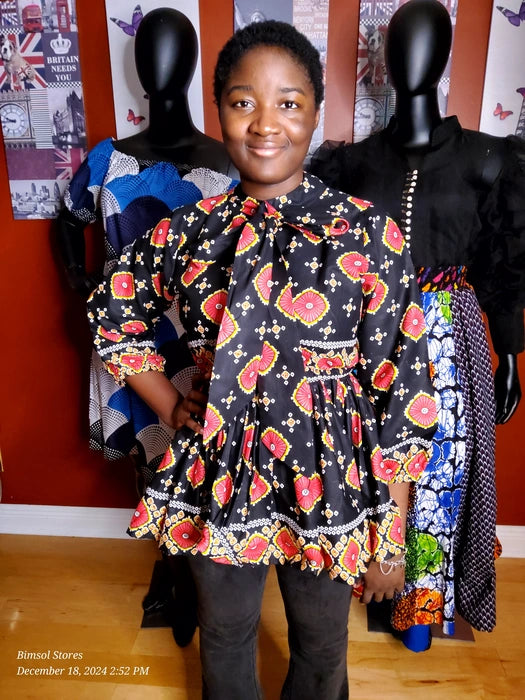 Iyabo African print puff sleeve with Tie - Plus size