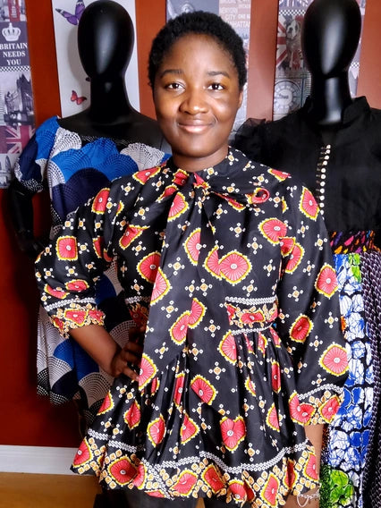 Iyabo African print puff sleeve with Tie - Plus size