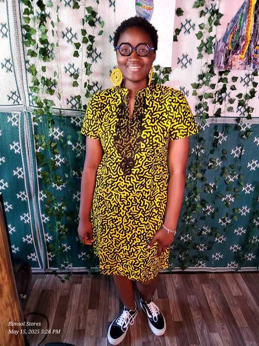 AFRICAN SHORT EMBROIDERY DRESS