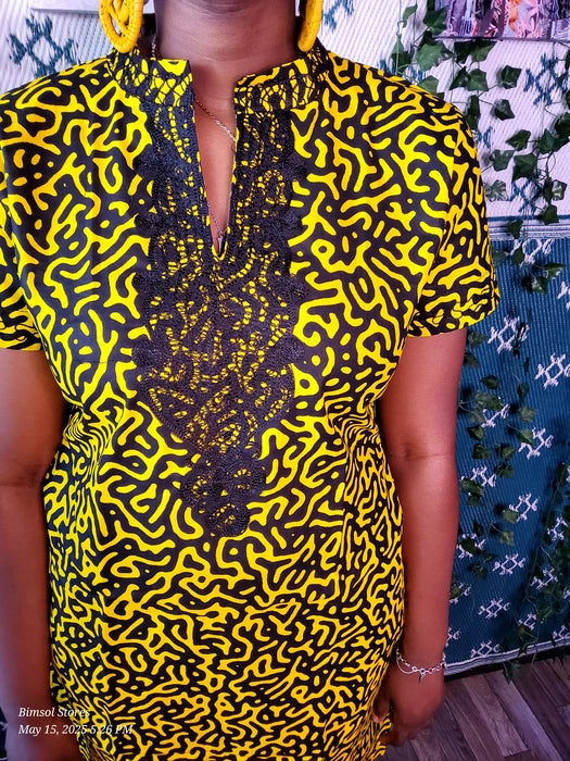 AFRICAN SHORT EMBROIDERY DRESS