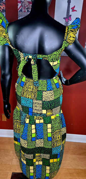 Abeba open back smokey caribbean dress