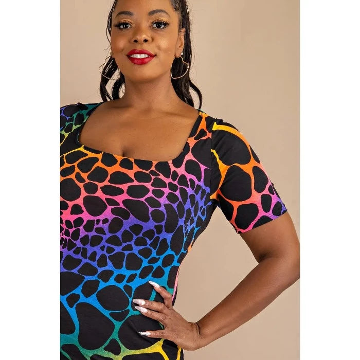 PLUS SIZE SHORT SLEEVE SCOOP NECK MAXI DRESS