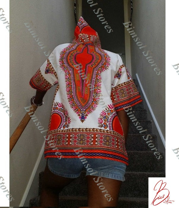 Unisex Dashiki Loose-Fit Hooded Top . New in!!!