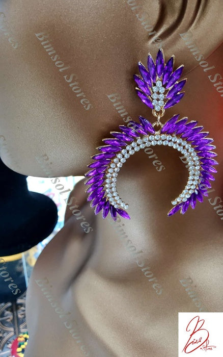 Purple Rhinestone Fashion Earrings
