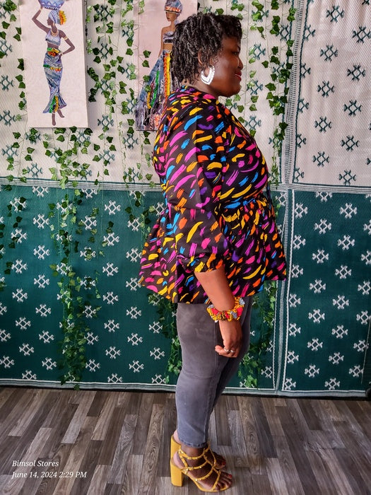 Iyabo African print puff sleeve with Tie - Plus size