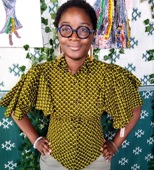 FISAYO Flare-armed pleated button up