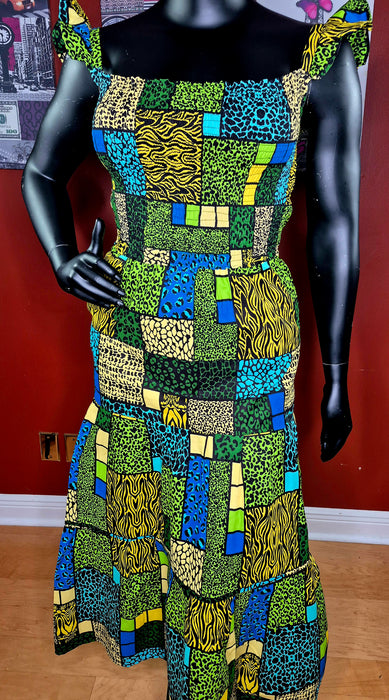 Abeba open back smokey caribbean dress