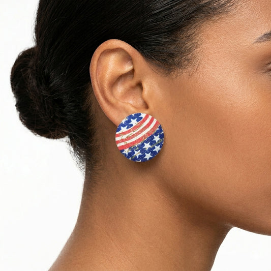 American flag covered earrings
