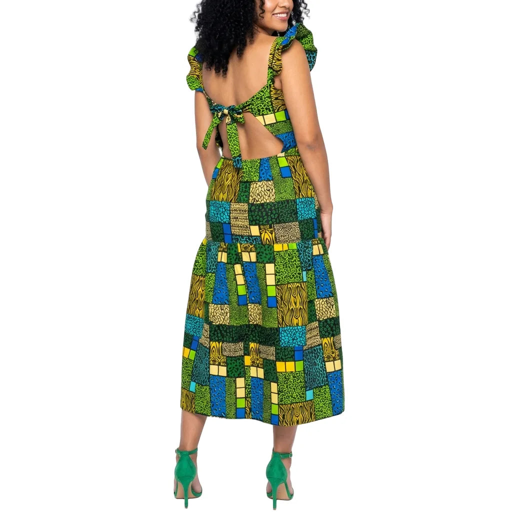 Abeba open back smokey caribbean dress