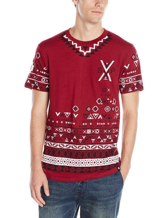 Southpole Men's Engineered Print Patterned T-Shirt with Horizontal Patterns .